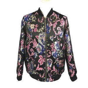 JustFab M brocade bomber black pink